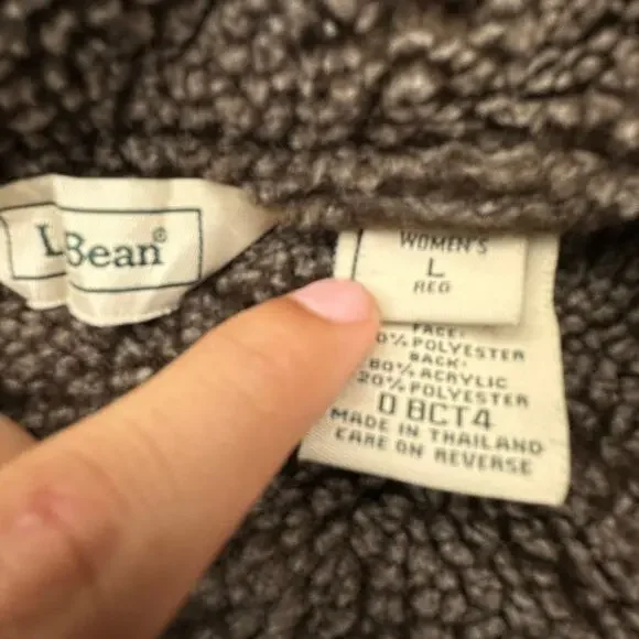 LL Bean BCT4 Faux Shearling Sherpa Long Coat Womens Large Brown Button - Picture 2 of 10